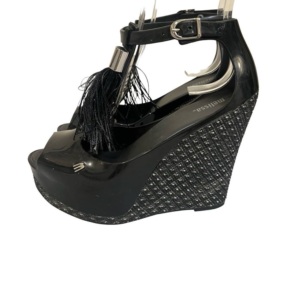 Melissa Black and Gray Wedge Sandals 38 US 7